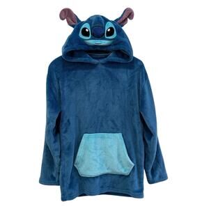 Disney Stitch Plush Hoodie Sweatshirt M Unisex Blue Fleece Costume Cosplay Lilo